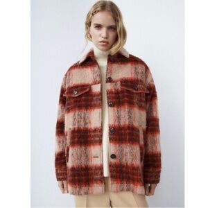 Zara Plaid Teddy Jacket